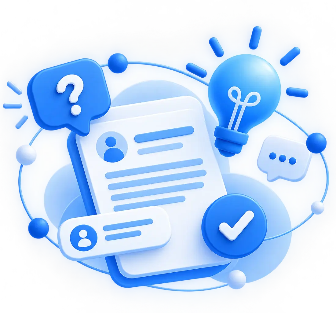 A suggestion record: the idea, a review mark, and sharing.